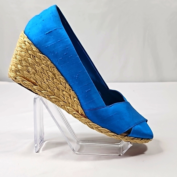 Ralph Lauren Cecila Blue Wedge Sandals Size 9B - Picture 4 of 9